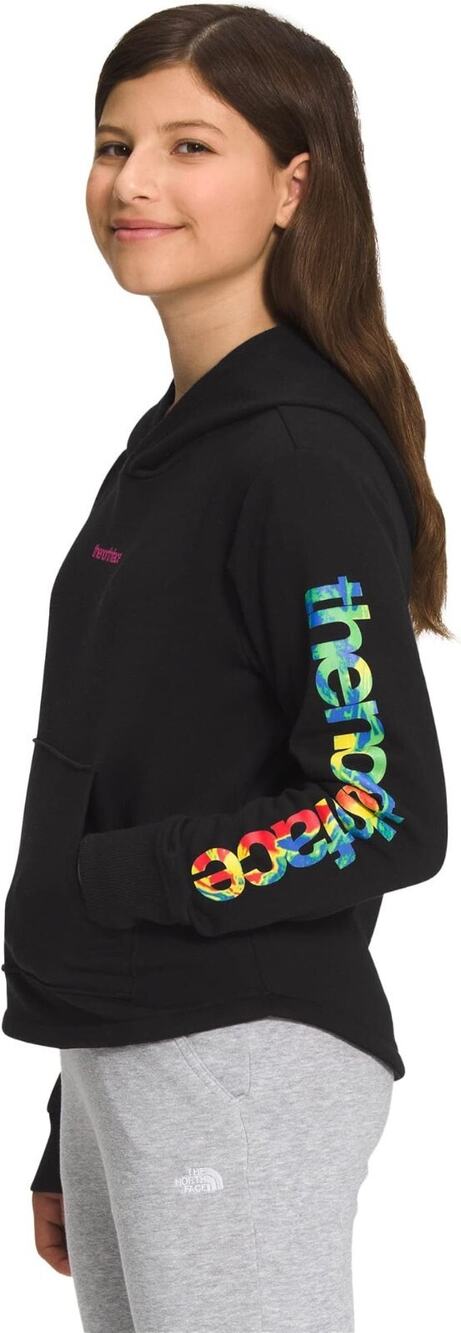 The North Face Girls Camp Fleece Pullover HoodieBlack Rainbow XL